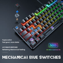 کیبورد مخصوص بازی اونیکوما مدل G27 RGB، مکانیکال سوییچ آبی، Full size، نورپردازی RGB