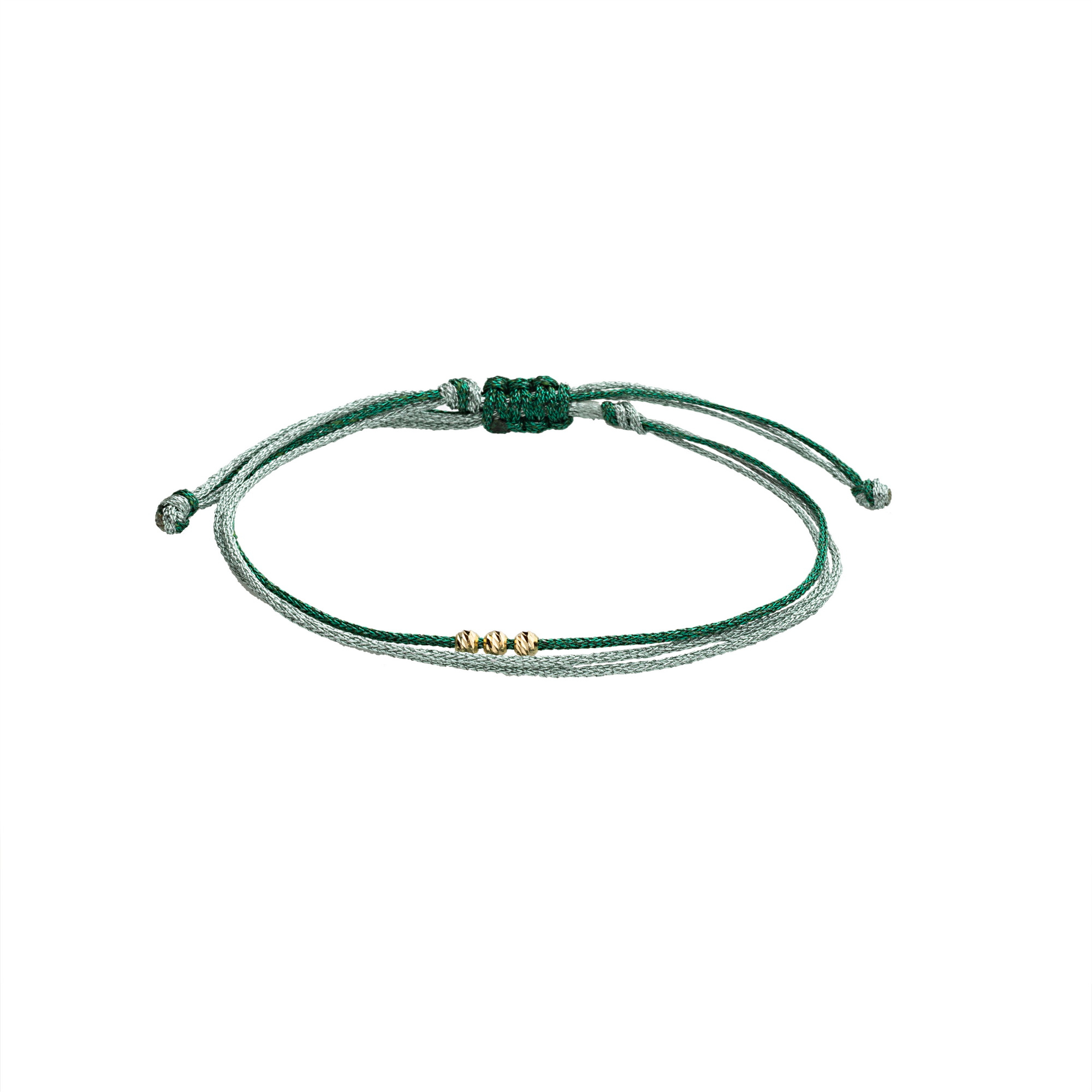 دستبند طلا 18 عیار زنانه گالری شیدا مجد مدل 3 البرنارد نخی لمه سبز تیره روشن