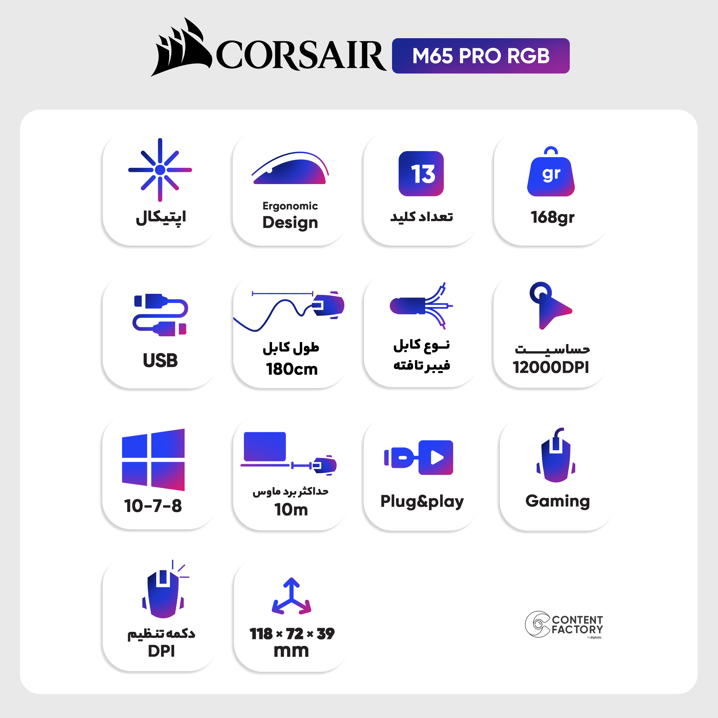 ماوس مخصوص بازی کورسیر مدل M65 PRO RGB