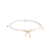 دستبند سنگ و طلا 18 عیار زنانه گالری شیدا مجد مدل پاپیون مروارید ریز