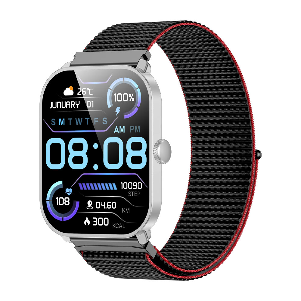 ساعت هوشمند گلوریمی مدل GS2 SE مناسب برای ورزش، کنترل سطح اکسیژن خون، شمارش ضربان قلب، پایش وضعیت خواب، نمایش وضعیت آب و هوا با بند سیلیکونی