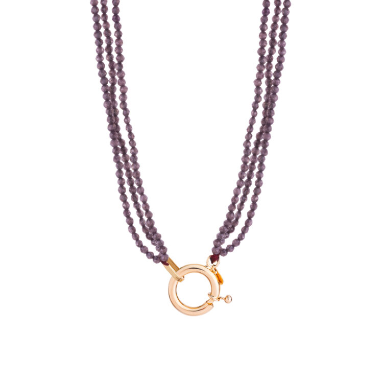 گردنبند طلا 18 عیار زنانه با زنجیر مهره‌ای گالری شیدا مجد مدل لوندر