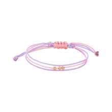 دستبند طلا 18 عیار زنانه گالری شیدا مجد مدل 3 البرنارد نخی لمه صورتی یاسی