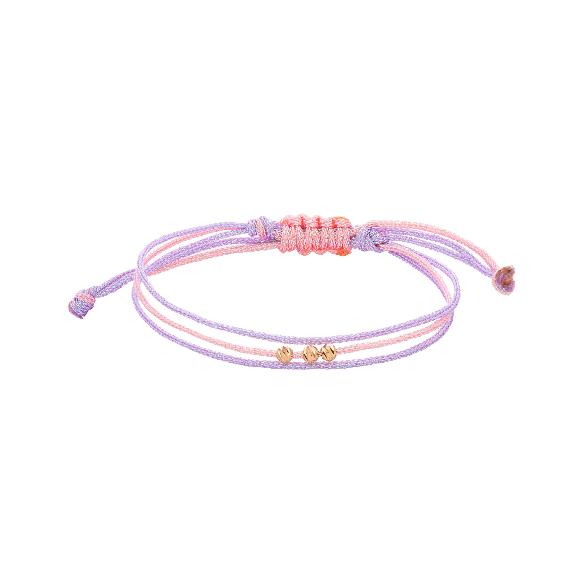 دستبند طلا 18 عیار زنانه گالری شیدا مجد مدل 3 البرنارد نخی لمه صورتی یاسی