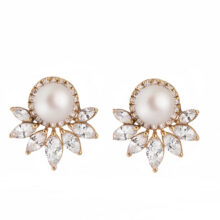 گوشواره میخی طلا 18 عیار زنانه گالری شیدا مجد مدل مارکیز مروارید زیرکن