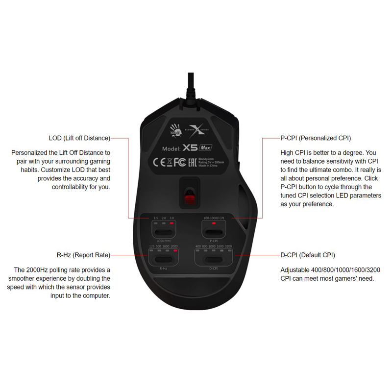 ماوس مخصوص بازی بلادی مدل X5MAX
