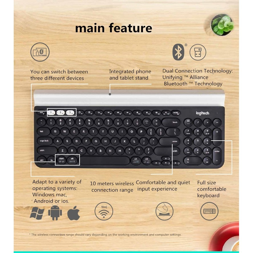 کیبورد بی سیم لاجیتک مدل K780 MULTI-DEVICE