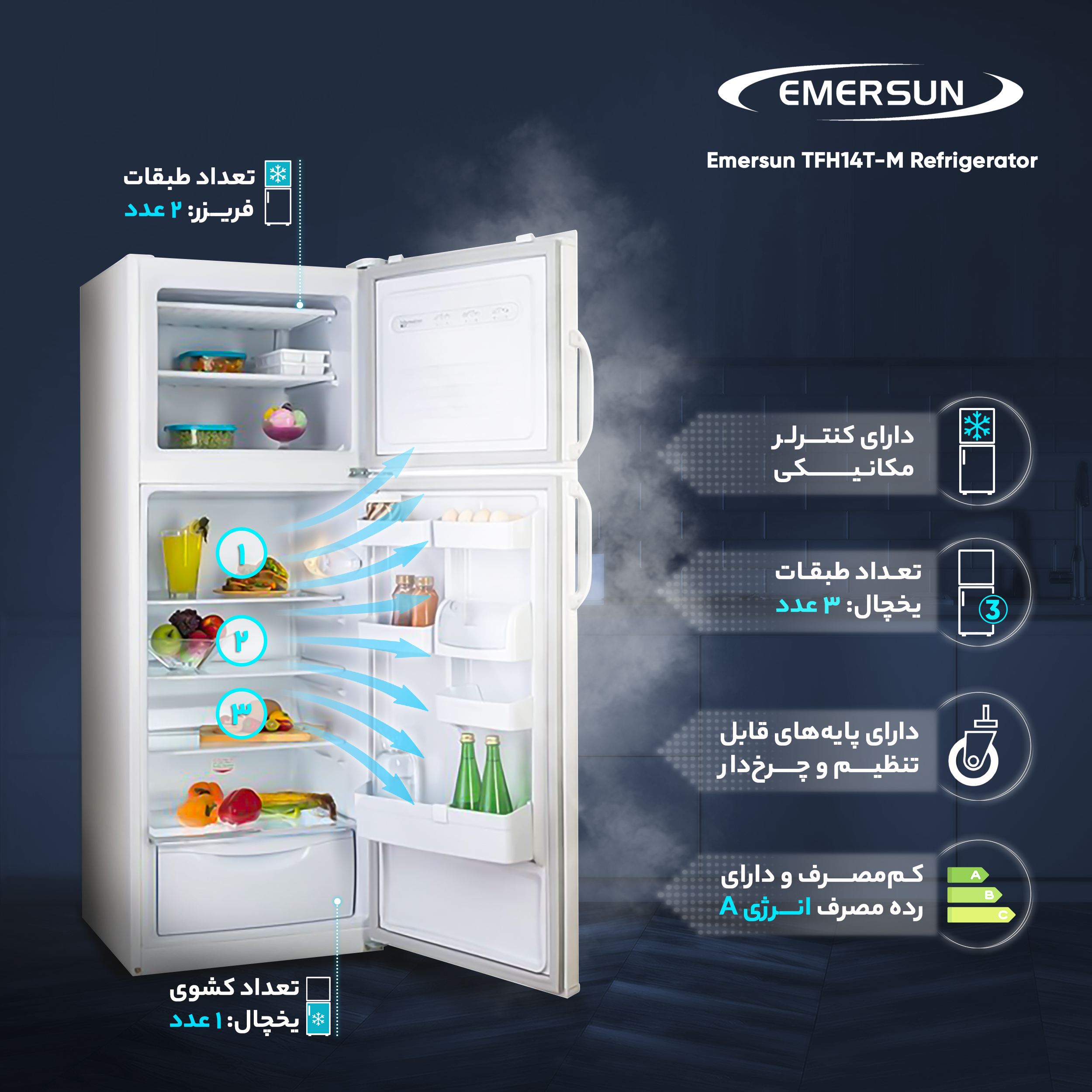 یخچال و فریزر 14 فوت امرسان مدل TFH14T-M