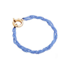 دستبند طلا 18 عیار زنانه با بند مهره‌ای گالری شیدا مجد مدل قفل مدبر سواروسکی