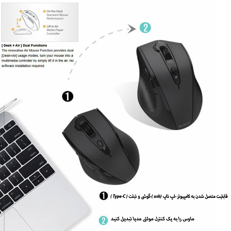 ماوس بی سیم ای فورتک مدل G_7_81OS_AIR2_SILENT