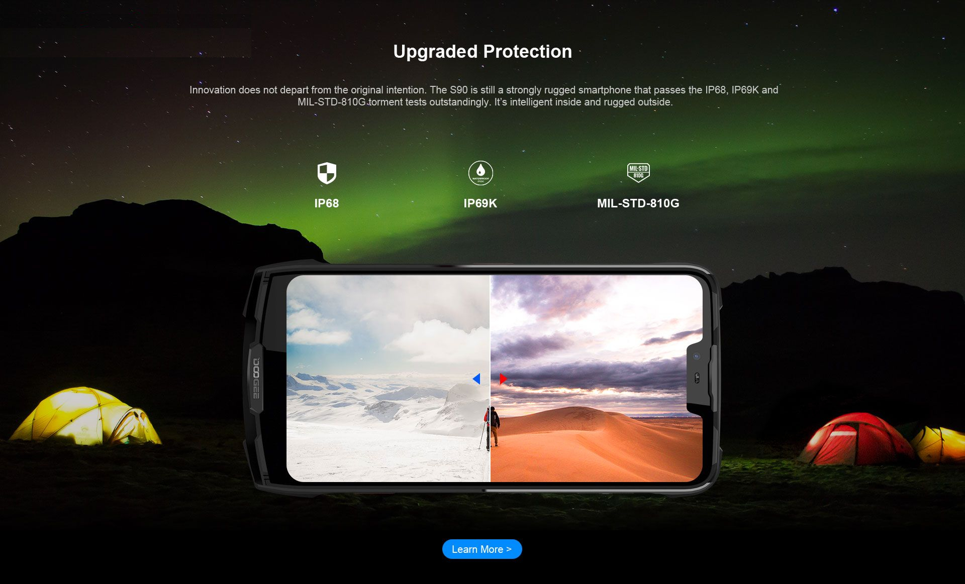گوشی موبایل دوجی مدل S90 دو سیم کارت ظرفیت 128 گیگابایت همراه با ماژول دوربین عکاسی در شب و گیم پد و پاوربانک
