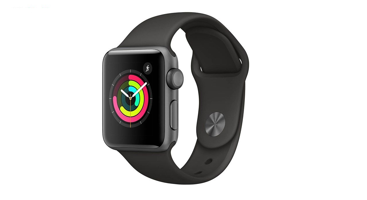 ساعت هوشمند اپل واچ سری 3 جی پی اس مدل 38mm Aluminum Case with Black Sport Silicon Band