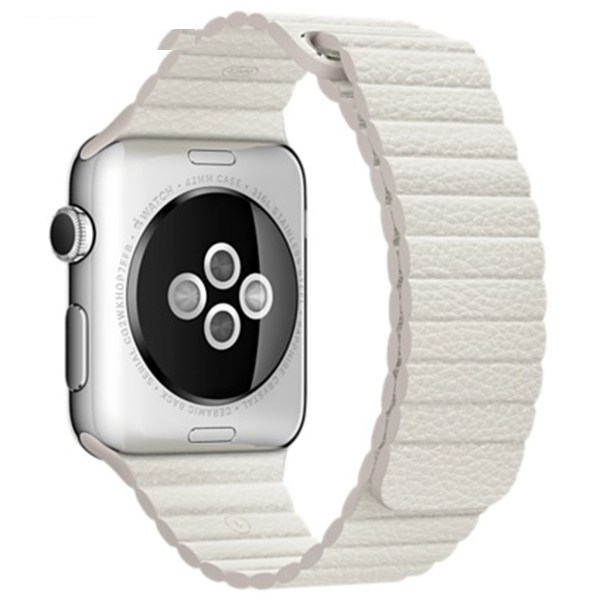 ساعت هوشمند اپل واچ مدل 42mm Steel Case with Large White Leather Loop Band