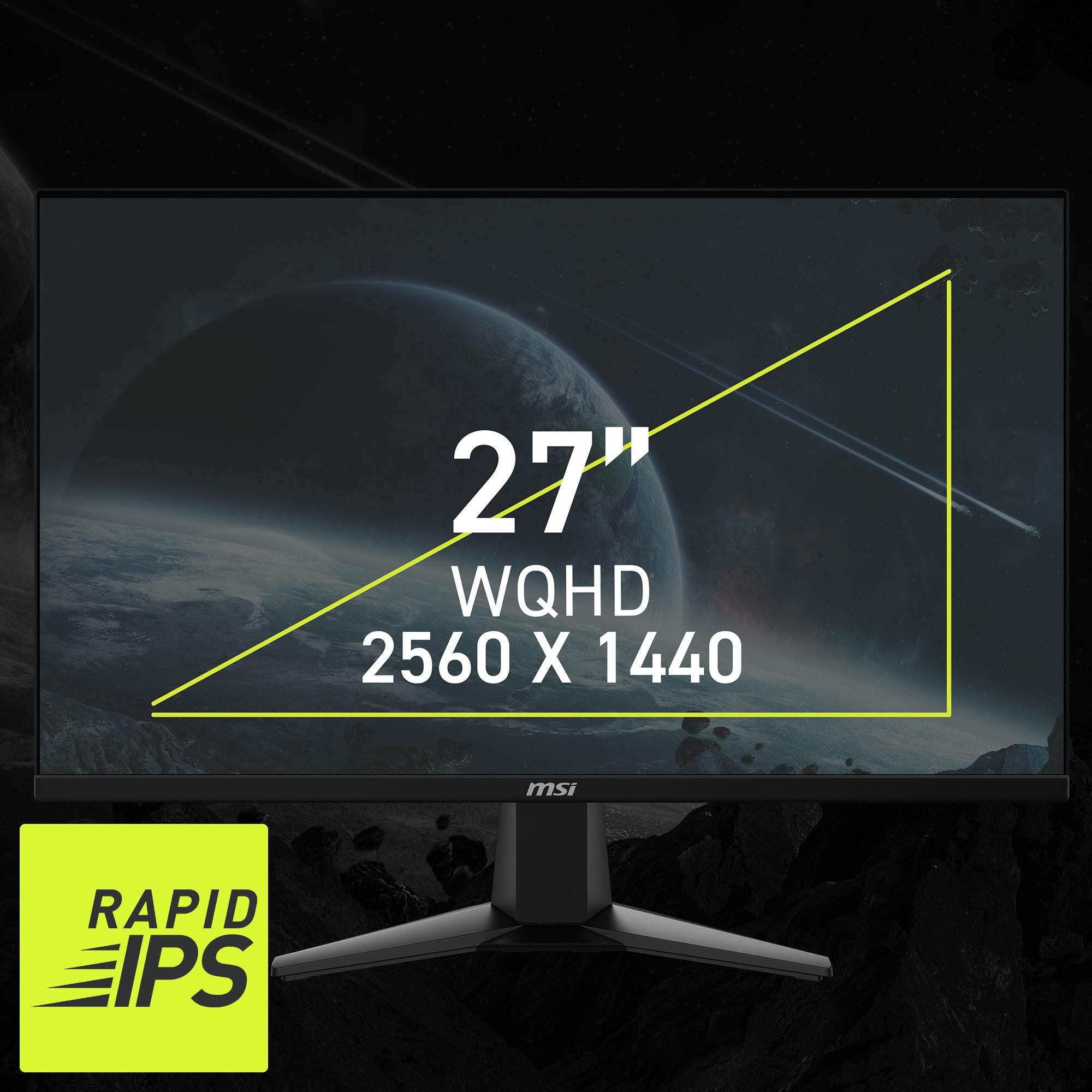 مانیتور گیمینگ 27 اینچ ام اس آی مدل MAG 275QF، رزولوشن WQHD، پنل Rapid IPS، نرخ بروزرسانی 180 هرتز، با نسبت تصویر 16:9، دارای پورت HDMI و DisplayPort و خروجی هدفون