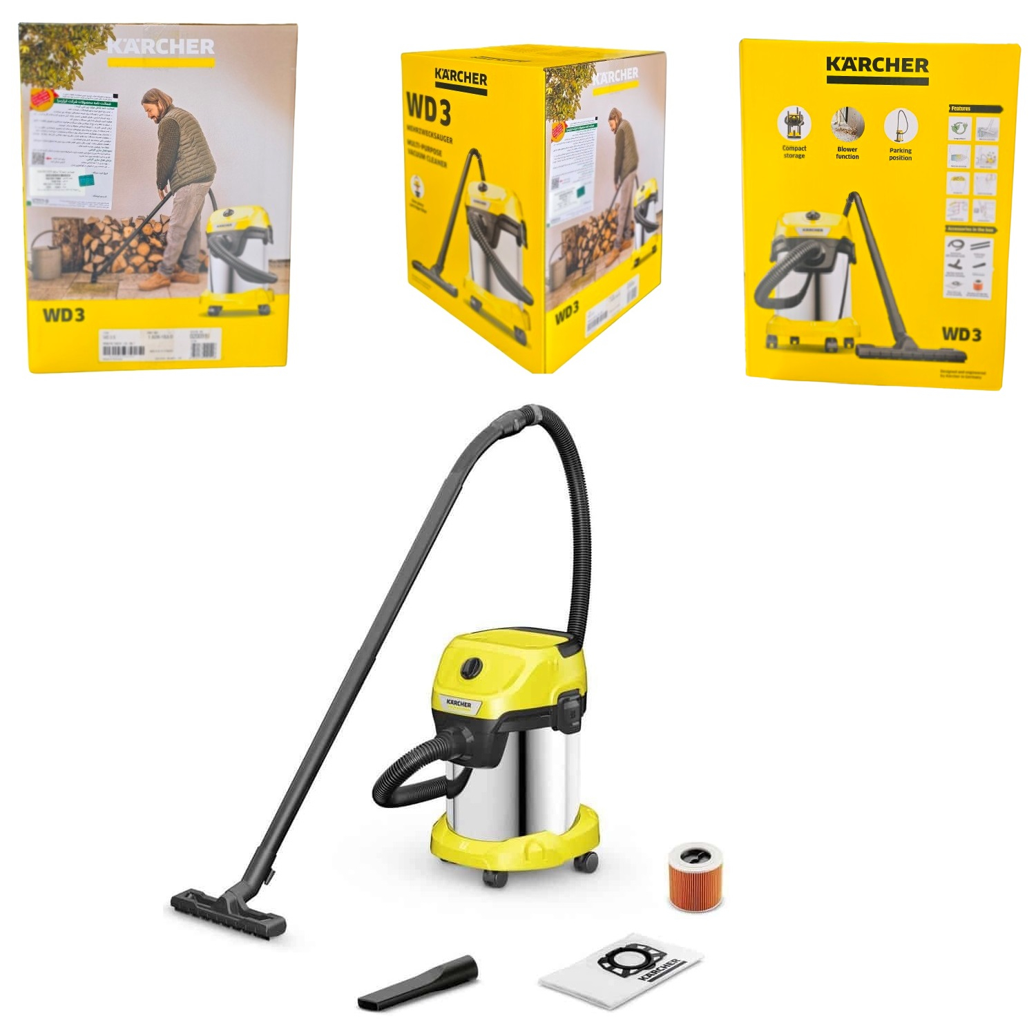 جاروبرقی سطلی 1000 وات کرشر مدل WD 3 S V-17/4/20