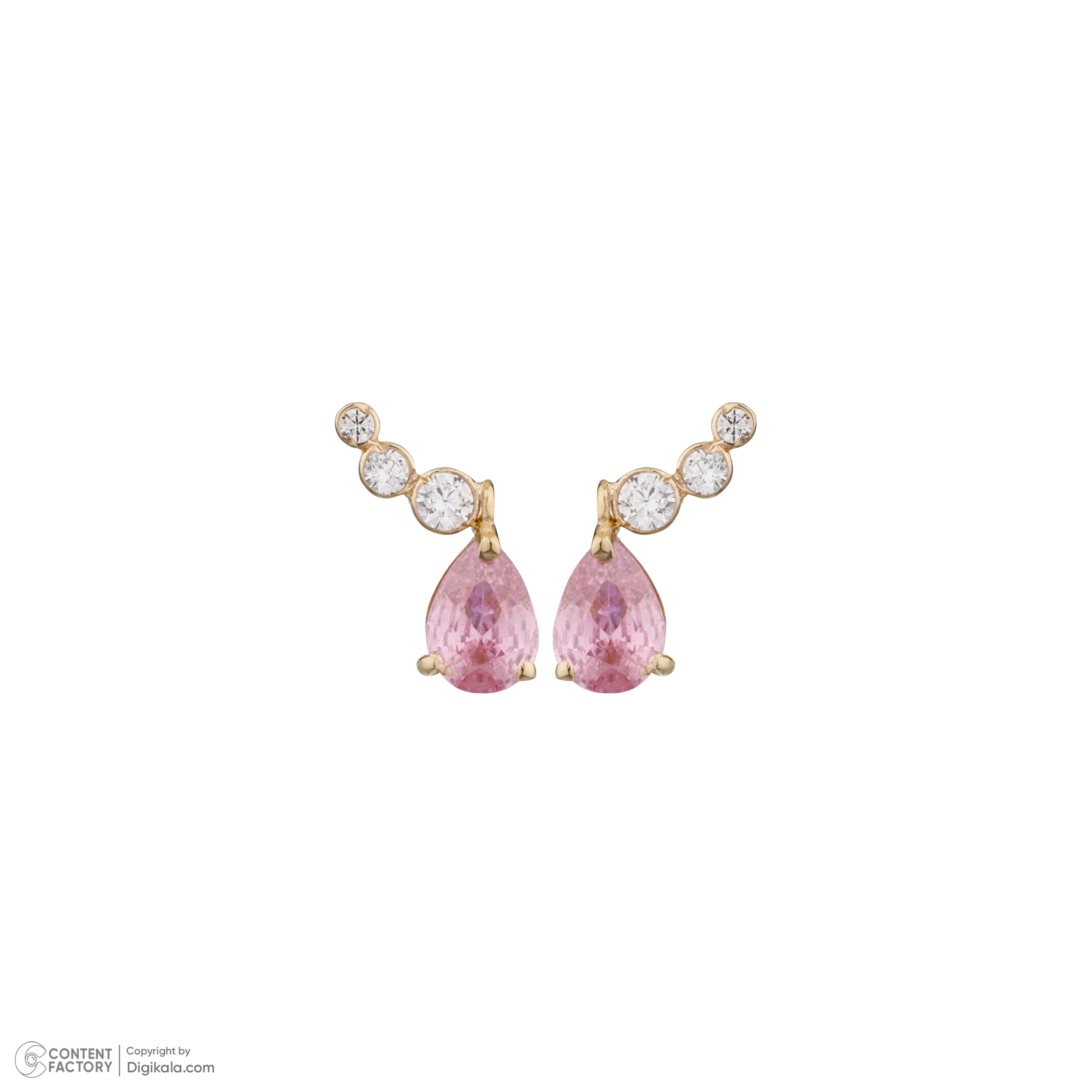 گوشواره میخی طلا 18 عیار زنانه گالری شیدا مجد مدل ارمغان رز کوارتز