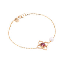 دستبند زنجیری طلا 18 عیار زنانه گالری شیدا مجد مدل چلیپا و مروارید