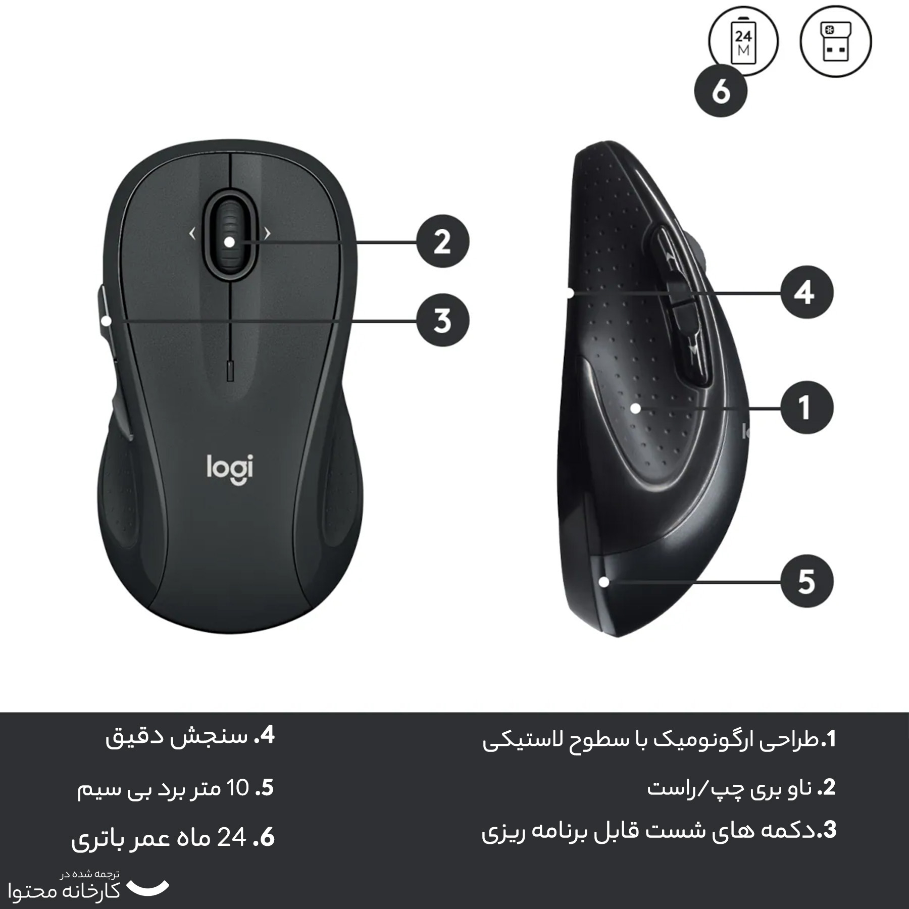 کیبورد و ماوس بی سیم لاجیتک مدل MK545 ADVANCED، سوییچ ممبران، Full-Size