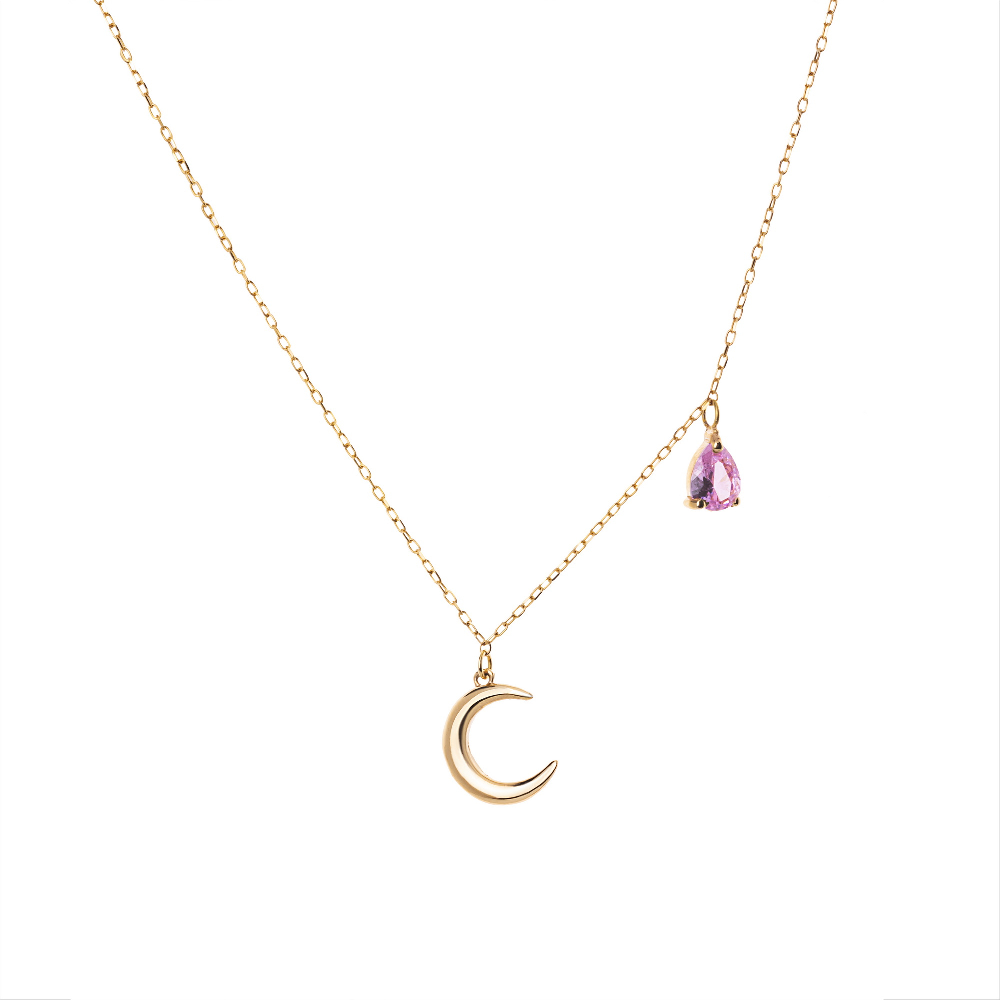 گردنبند طلا 18 عیار زنانه گالری شیدا مجد مدل ماه و رزکوارتز