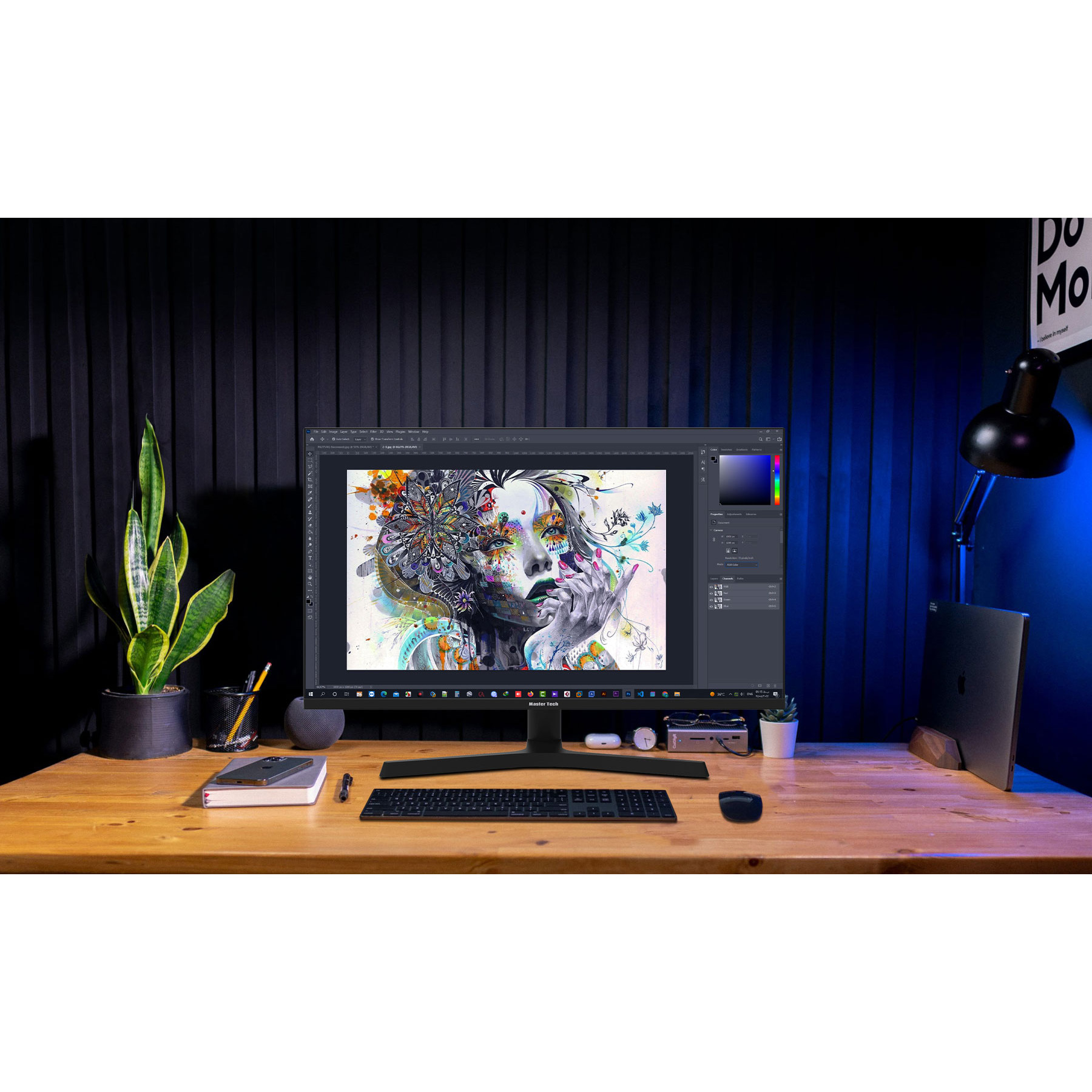 مانیتور 27 اینچ مسترتک مدل PA275AQ، رزولوشن FullHD، پنل Rapid IPS، نرخ بروزرسانی 165 هرتز، با نسبت تصویر 16:9، دارای اسپیکر داخلی، دارای پورت HDMI و خروجی هدفون