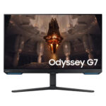 مانیتور گیمینگ هوشمند 32 اینچ سامسونگ مدل Odyssey G70B LS32BG702EM، رزولوشن 4K UHD، پنل IPS، نرخ بروزرسانی 144 هرتز، با نسبت تصویر 16:9، دارای اسپیکر داخلی، دارای پورت HDMI و DisplayPort
