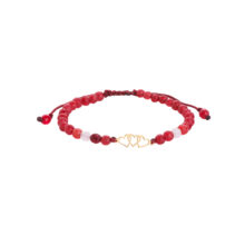 دستبند طلا 18 عیار دخترانه با بند مهره‌ای گالری شیدا مجد مدل قلب سنگی