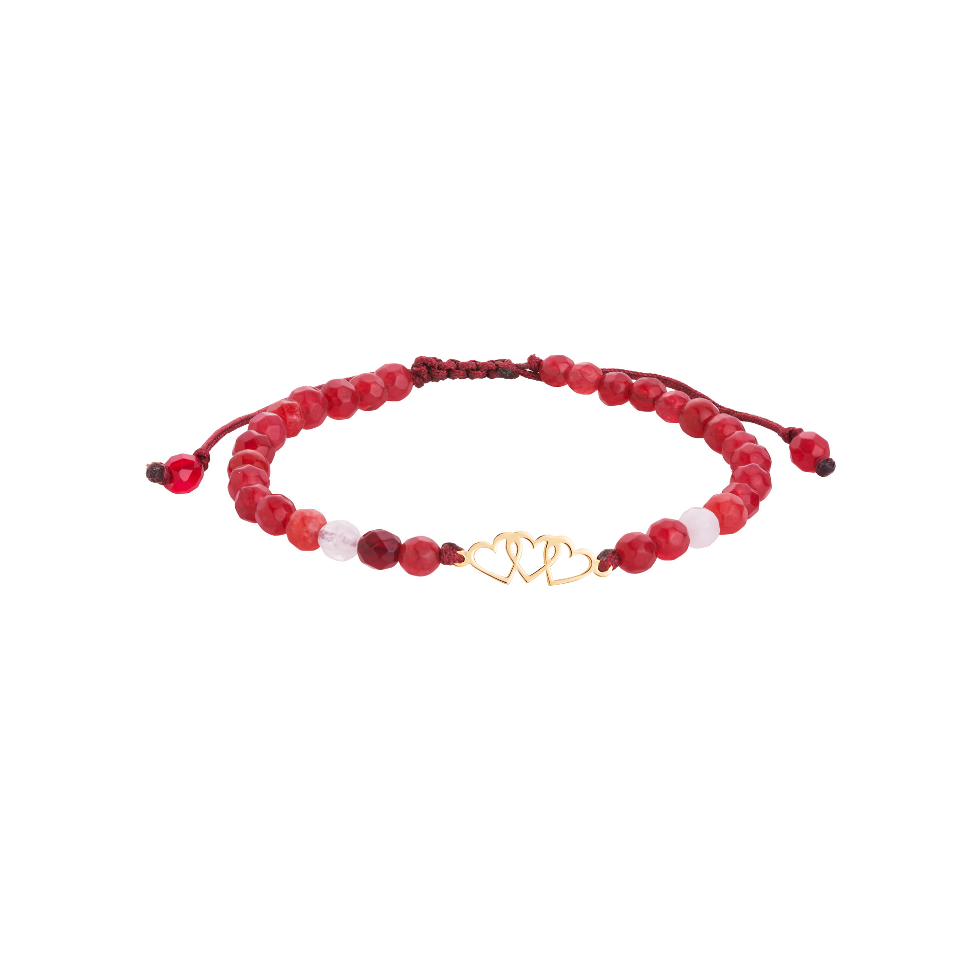 دستبند طلا 18 عیار دخترانه با بند مهره‌ای گالری شیدا مجد مدل قلب سنگی