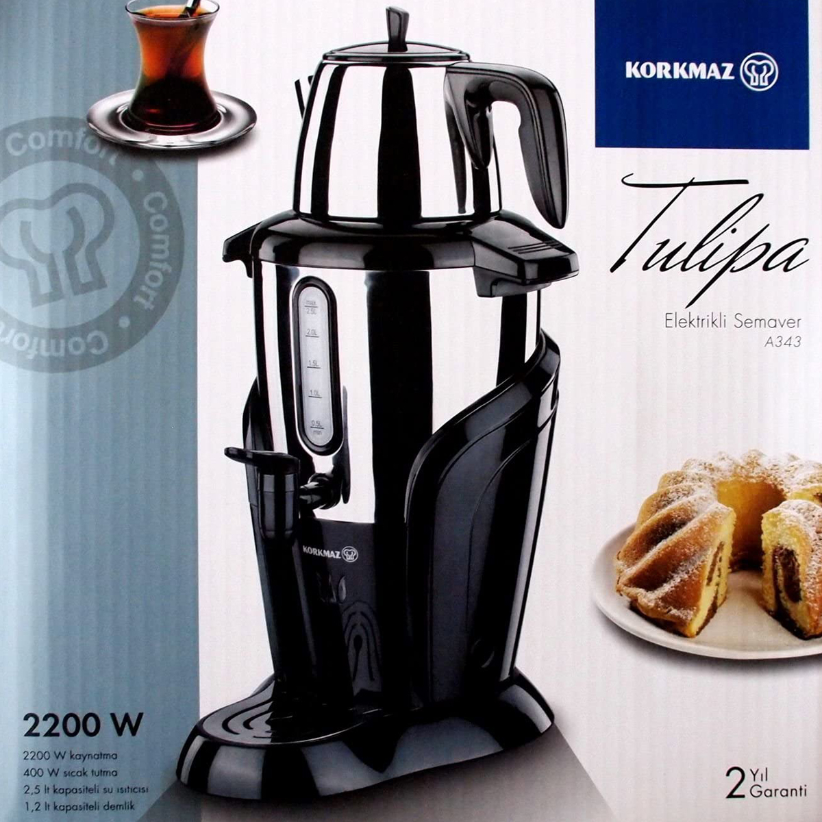 سماور برقی کرکماز مدل tulipa گنجایش 2.5 لیتر