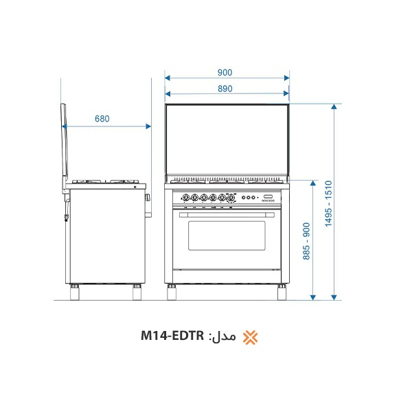 اجاق گاز فر دار پنج شعله اخوان مدل M14-EDTR