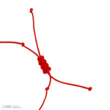 دستبند طلا 18 عیار زنانه گالری شیدا مجد مدل قلب توخالی نخی قرمز