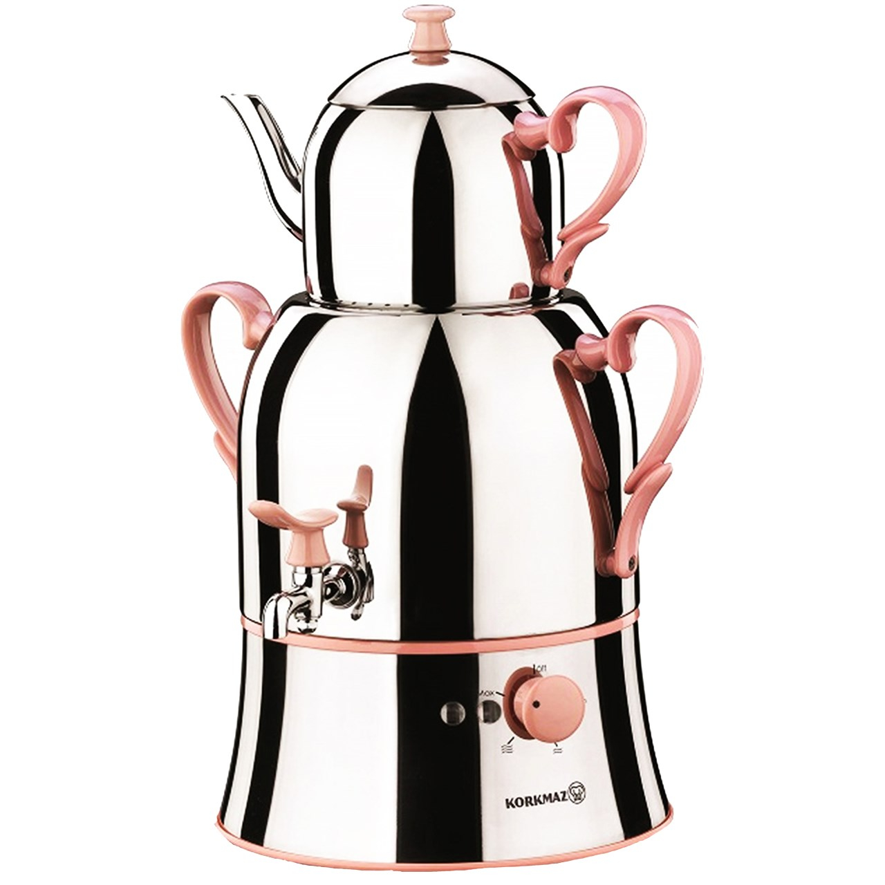 سماور برقی کرکماز مدل Nosta کد 338 به همراه ست 3 عددی اردور خوری