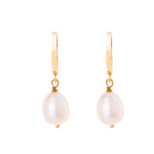 گوشواره حلقه ای طلا 18 عیار زنانه گالری شیدا مجد مدل مروارید اشکی