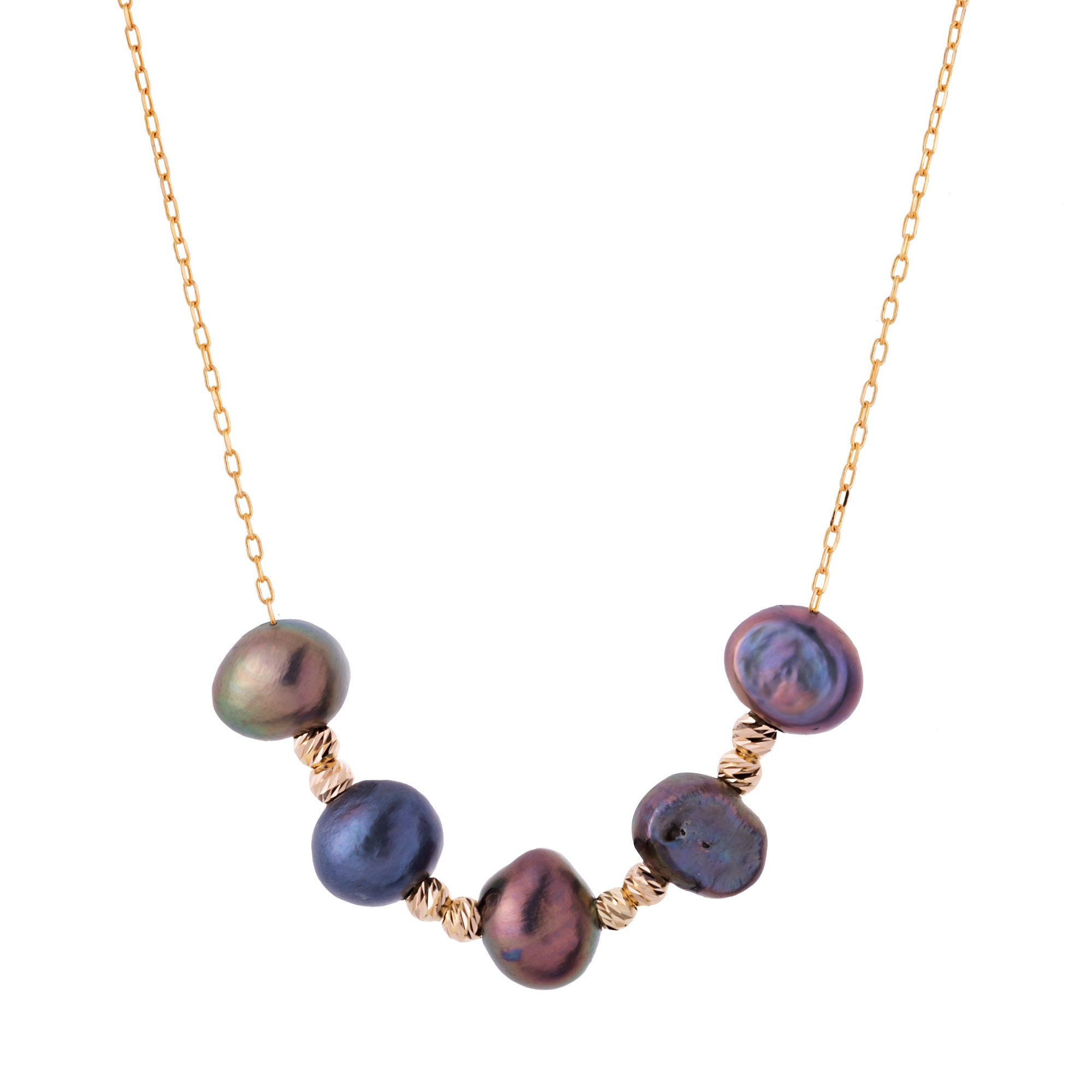 گردنبند طلا 18 عیار زنانه با زنجیر فیگارو گالری شیدا مجد مدل البرنارد  باروک کبود