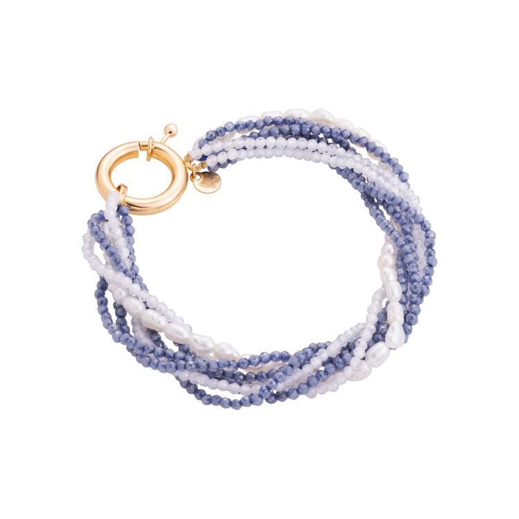 دستبند طلا 18 عیار زنانه با بند مهره‌ای گالری شیدا مجد مدل شفق