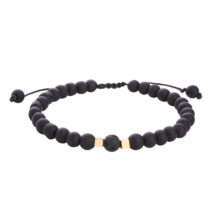 دستبند طلا 18 عیار مردانه با بند مهره‌ای گالری شیدا مجد مدل مکعب ساده اونیکس مات