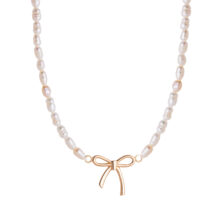 گردنبند طلا 18 عیار زنانه گالری شیدا مجد مدل پاپیون مروارید ریز