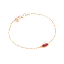 دستبند زنجیری طلا 18 عیار زنانه گالری شیدا مجد مدل برگ سرخ