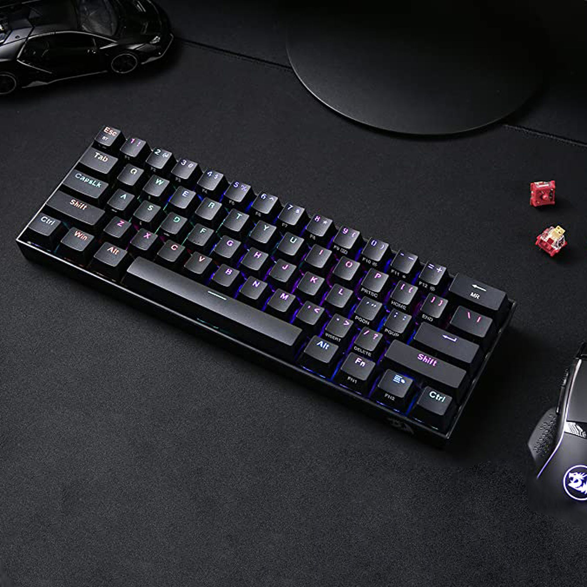 کیبورد گیمینگ ردراگون مدل Dragonic Elite K530 Pro، سوییچ مکانیکال قرمز، Tenkeyless، نورپردازی RGB