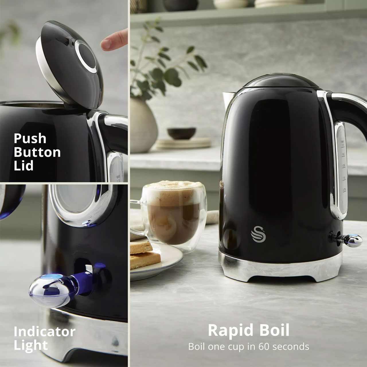 کتری برقی سوان مدل SK19026BLK گنجایش 1.7 لیتر