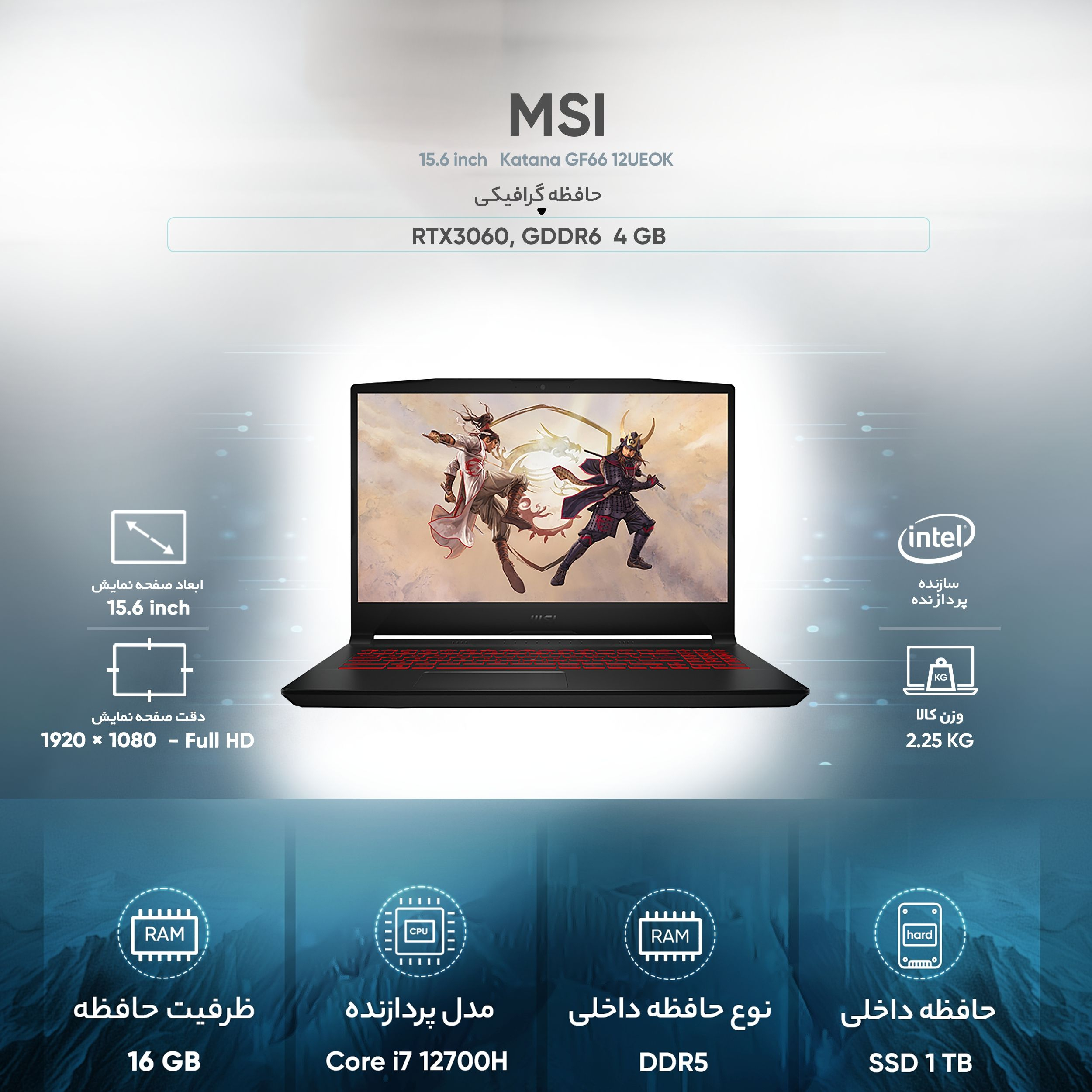 لپ تاپ 15.6 اینچی ام اس آی مدل Katana GF66 12UEOK