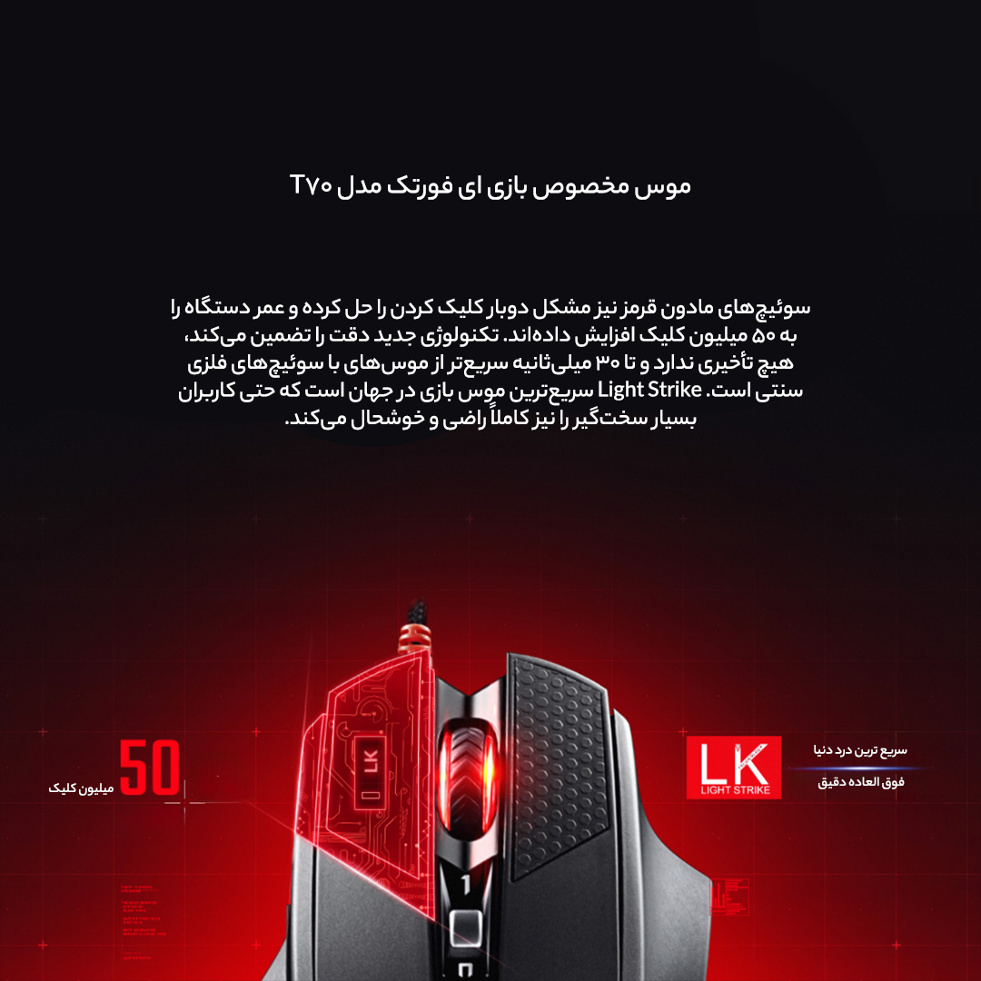 موس مخصوص بازی ای فورتک مدل T70