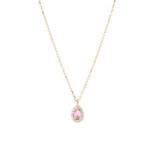 گردنبند طلا 18 عیار زنانه با طرح بافت گالری شیدا مجد مدل اشک نگینی رز کوارتز