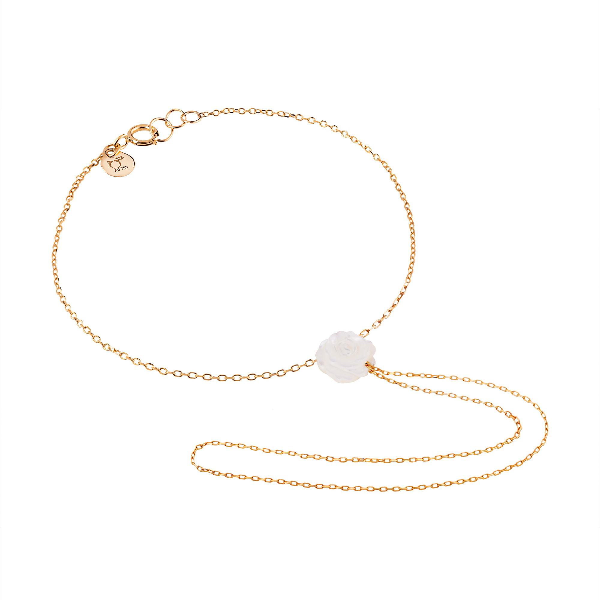 دستبند تمیمه طلا 18 عیار زنانه گالری شیدا مجد مدل رز سفید