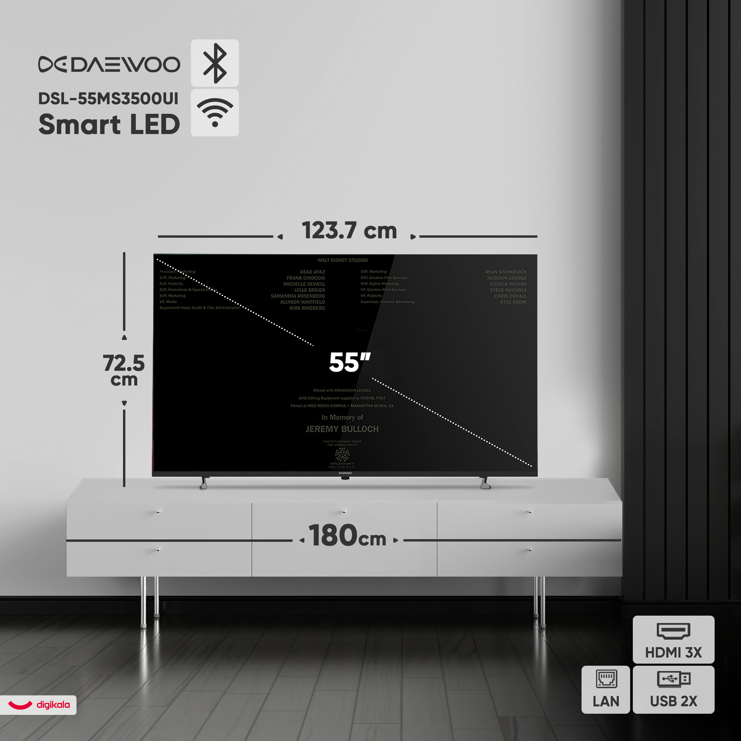 تلویزیون 55 اینچ ال ای دی هوشمند دوو مدل DSL-55MS3500UI