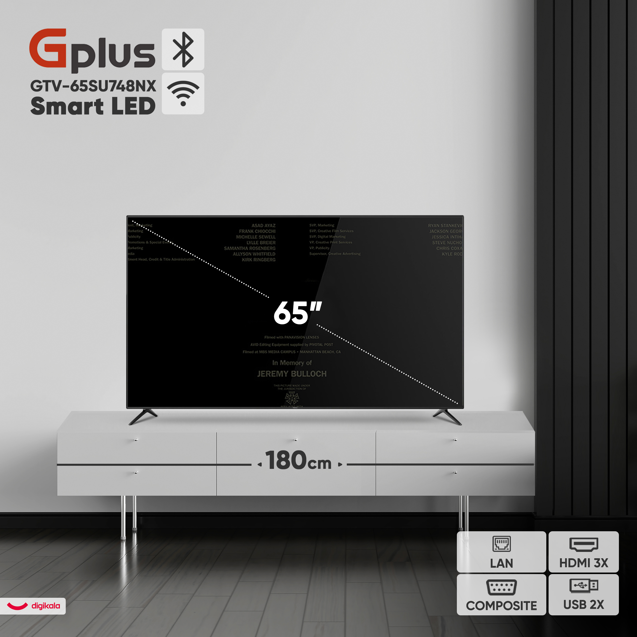 تلویزیون 65 اینچ ال ای دی هوشمند جی پلاس مدل GTV-65SU748NX
