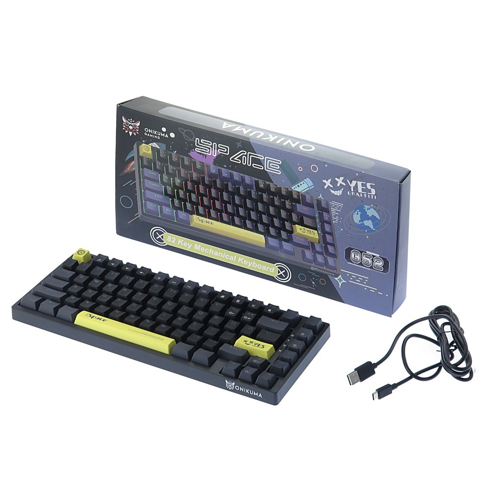 کیبورد گیمینگ بی سیم اونیکوما مدل G52، مکانیکال سوییچ آبی ، Tenkeyless، نورپردازی RGB