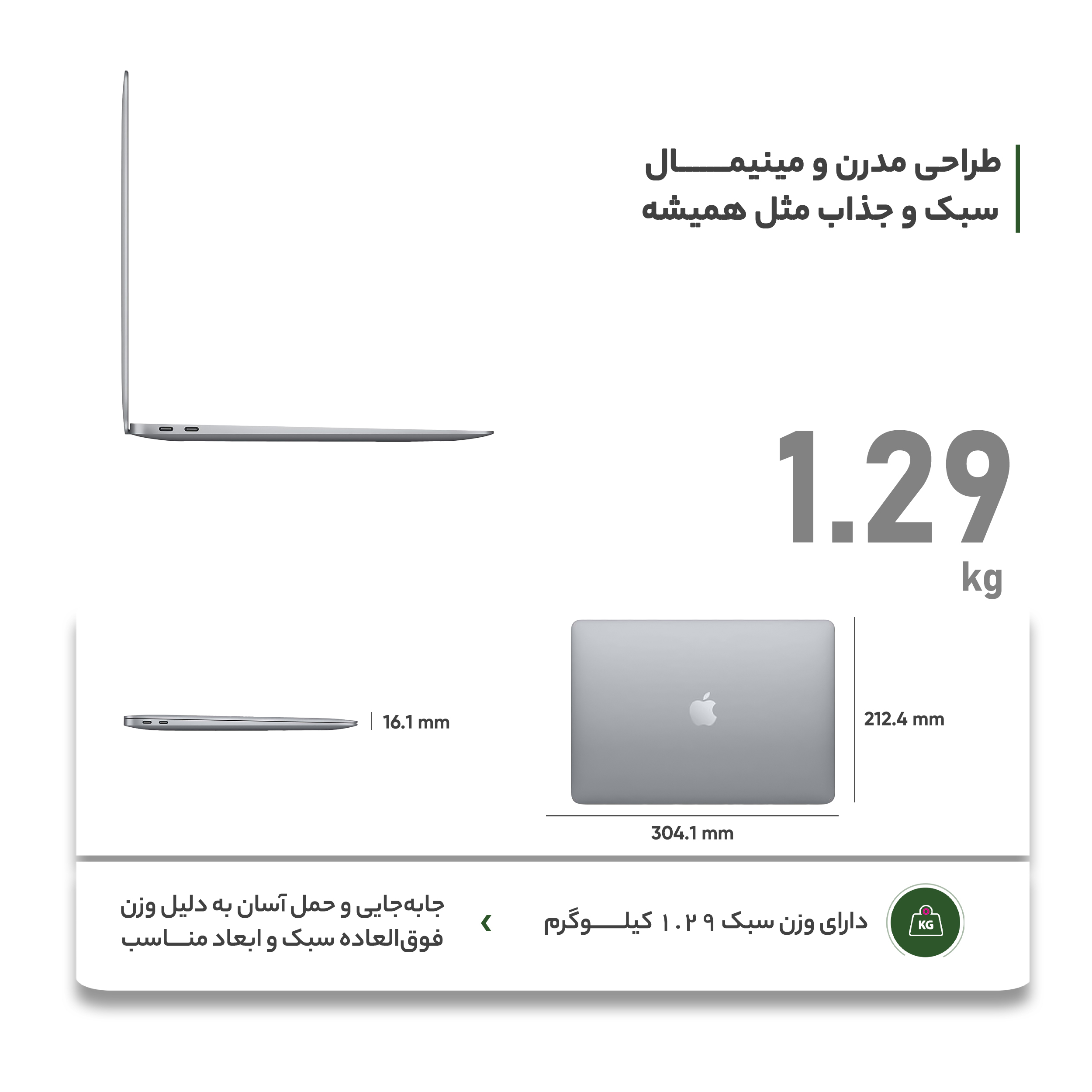 لپ تاپ 13.3 اینچی اپل مدل MacBook Air MGN63 2020 ZPA