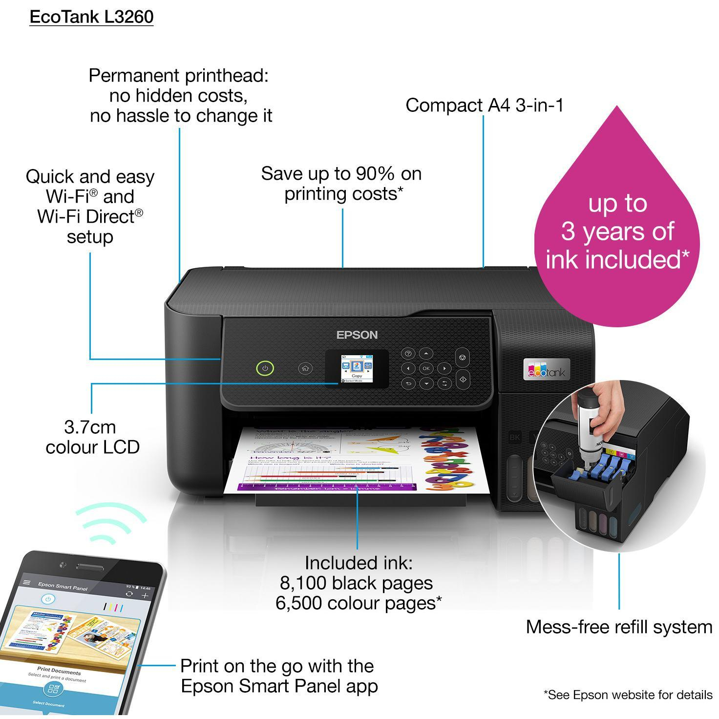 پرینتر جوهر افشان اپسون مدل EcoTank L3260