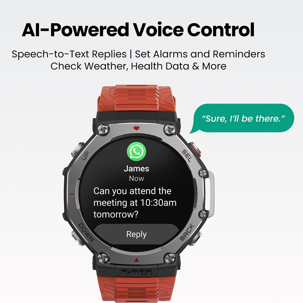 ساعت هوشمند 49 میلیمتری امیزفیت مدل T-Rex 3 با بند سیلیکونی