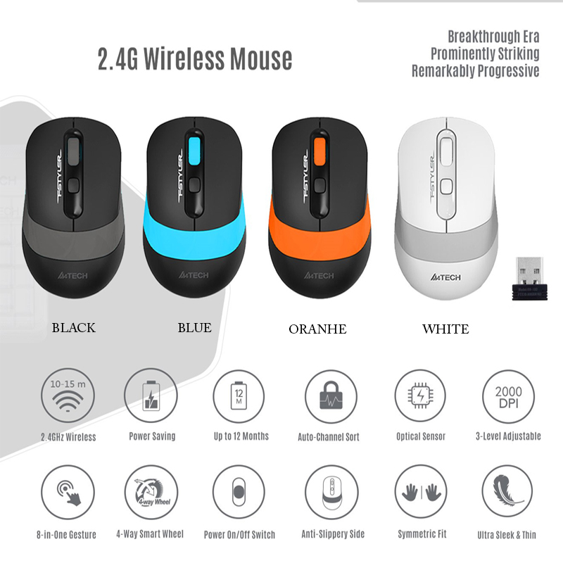 ماوس بی سیم ای فورتک مدل F_G_1O_S_SILNET